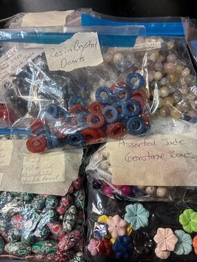 Lot of Assorted color Beads & Resin Donut Spacers jewelry making supplies